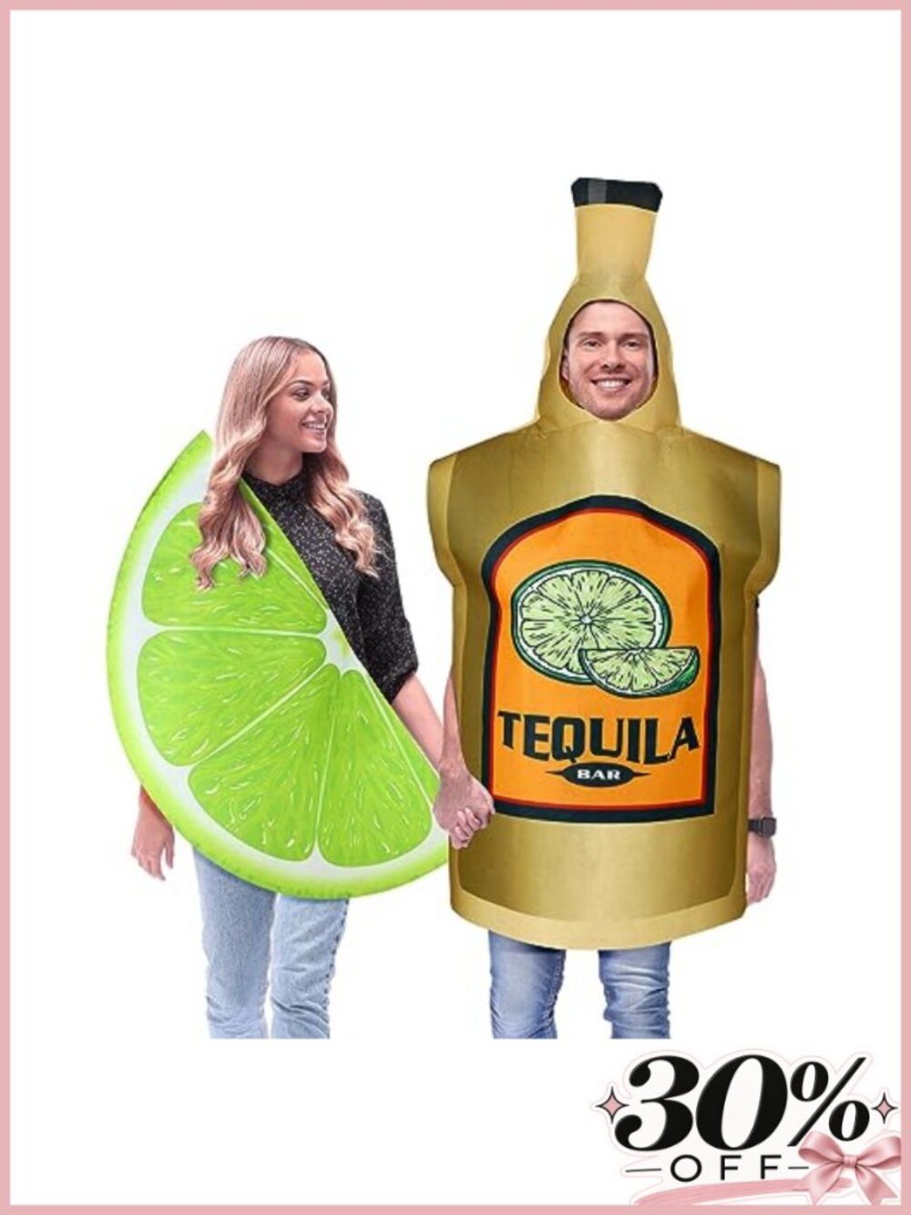 HooLing Adult Couples Halloween Costume 2 Pc Felt Tequila Lime Dress